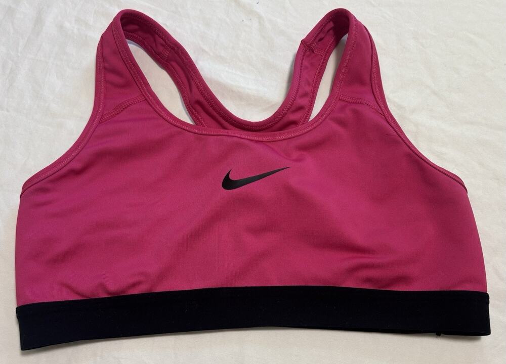 Nike Pro Dri-Fit Racerback Sports Bra Pink/Black Active Wear Running Yoga Size M